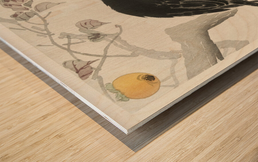 Crow with kaki fruit 1900 - 1910 by Ohara Koson 1877-1945. Wood print