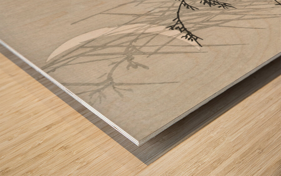 Heron at new moon 1900 - 1910 by Ohara Koson 1877-1945. Wood print