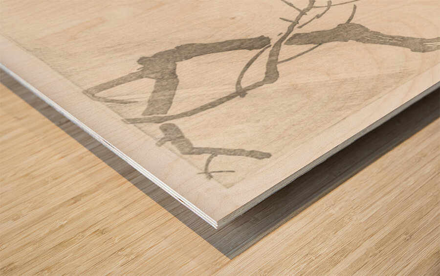 Eagle on tree branch 1900 - 1910 by Ohara Koson 1877-1945. Wood print