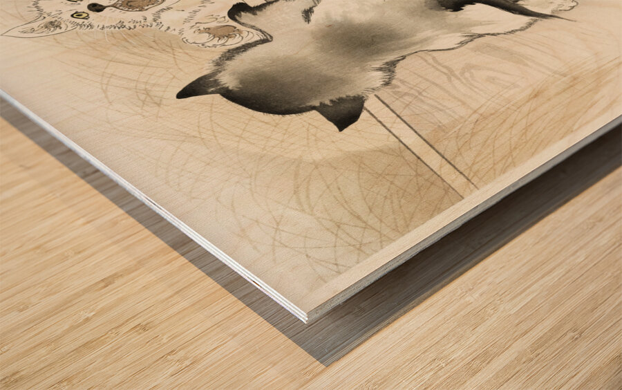 Two playing dogs 1900 - 1930 by Ohara Koson 1877-1945. Wood print