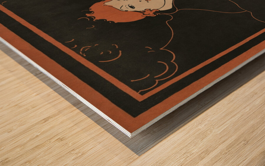 Folly or Saintliness 1895 vintage poster of a woman with flowers by Ethel Reed.  Wood print