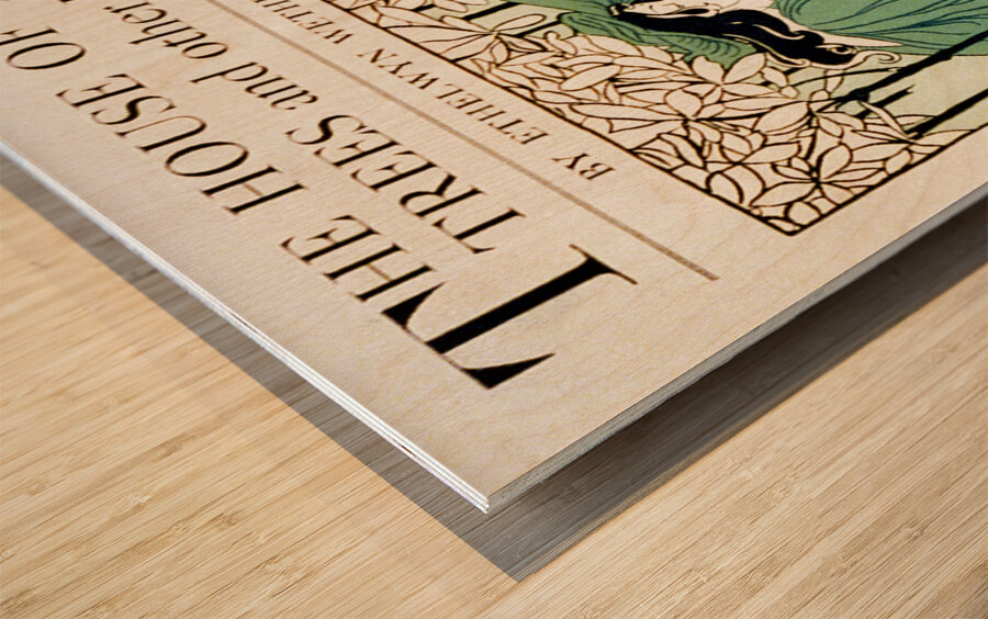 The House of the Trees ca.1895 vintage poster of a woman seated on lawn by Ethel Reed. Wood print