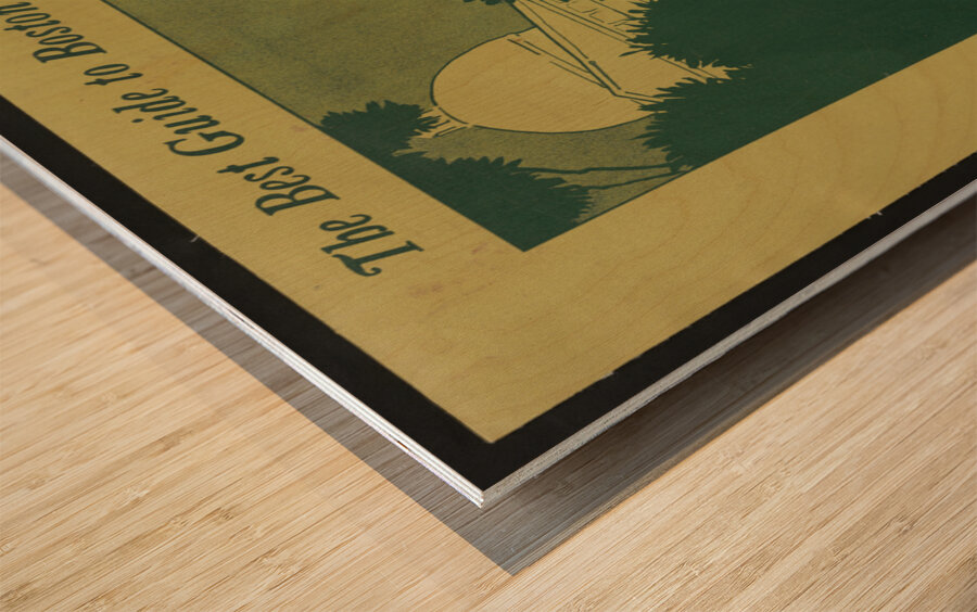 Woman wearing a striped dress with large sleeves a hat and carrying a purse 1898–1900 print by Ethel Reed. Wood print