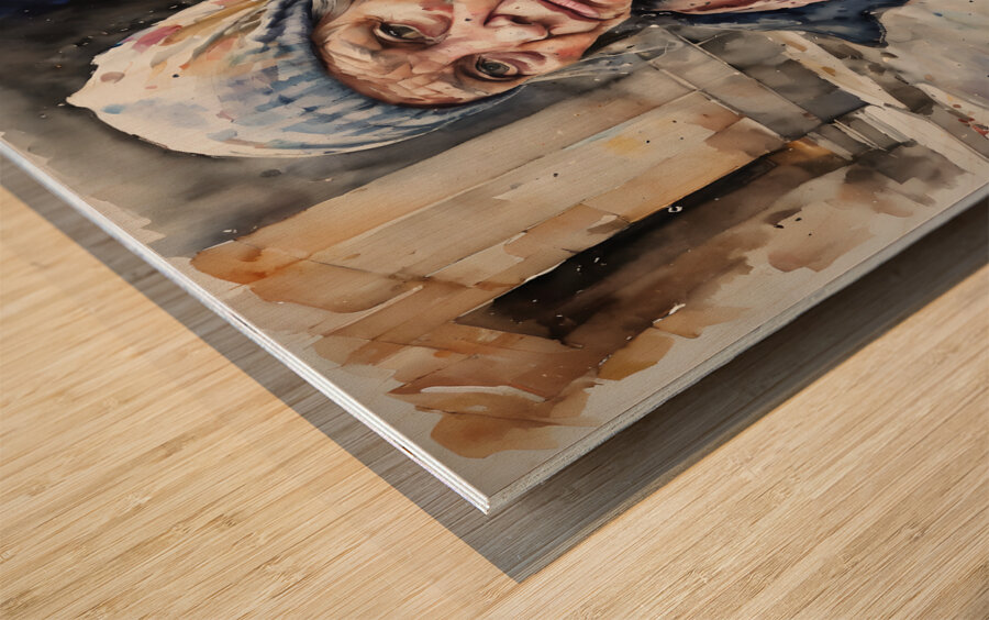 Watercolor “Im Truly Tired”  By Bruce Lazarus Wood print