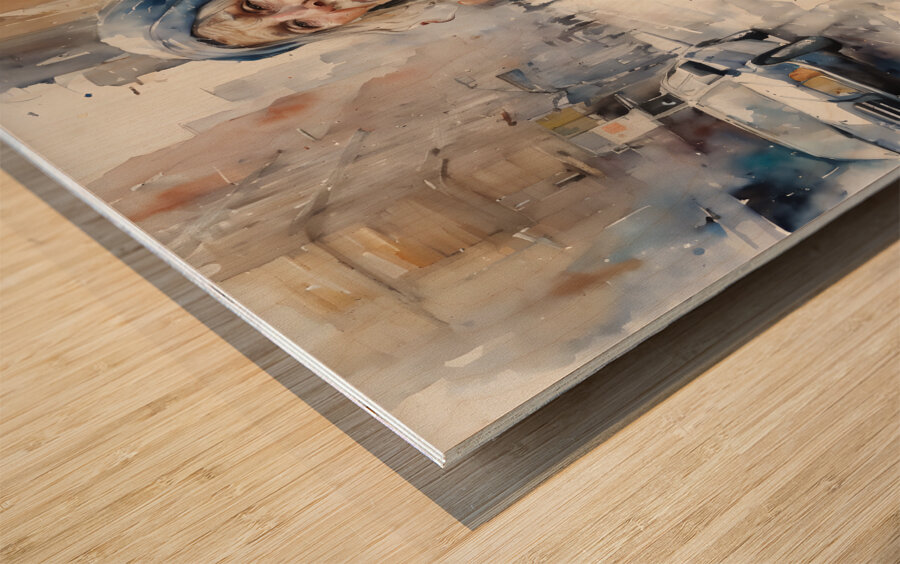 Watercolor“Just Me” By Bruce Lazarus Wood print