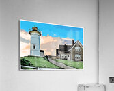 Sun Setting Behind Nobska Lighthouse on Cape Cod in Massachusetts - Illus. Acrylic Print
