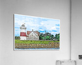 Stratford Point Lighthouse on Overcast Day in Connecticut - Illus. Impression acrylique