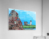 Nubble Light Near Lobster Trap Holiday Tree in Maine -Illus. Acrylic Print