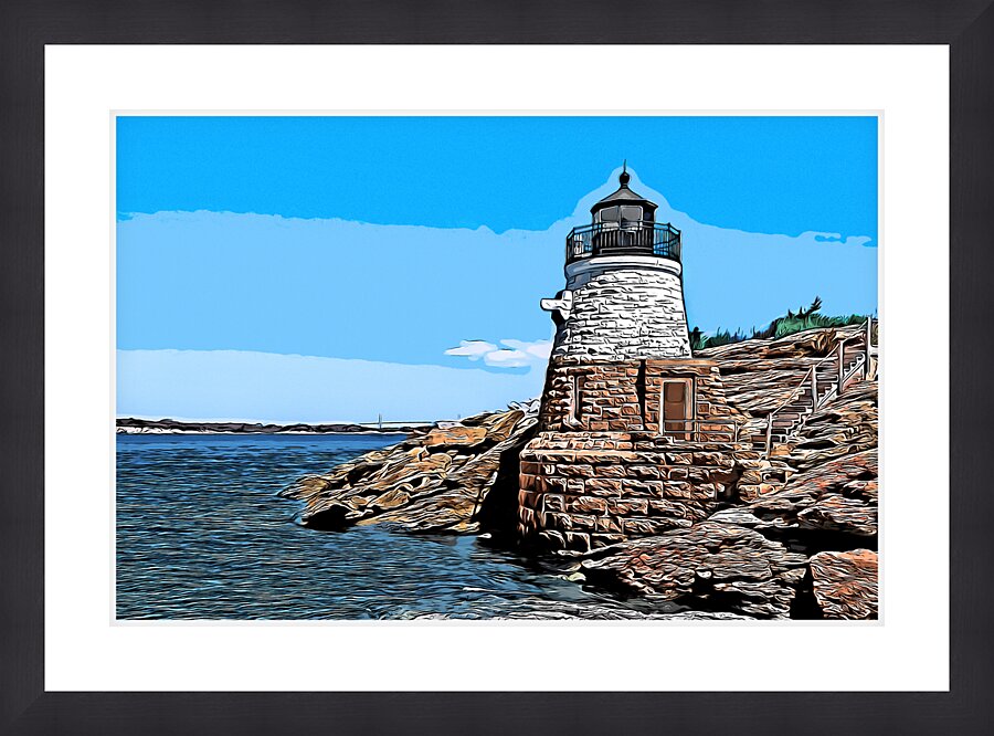 Castle Hill Lighthouse in Newport Rhode Island - Illus. Picture Frame print