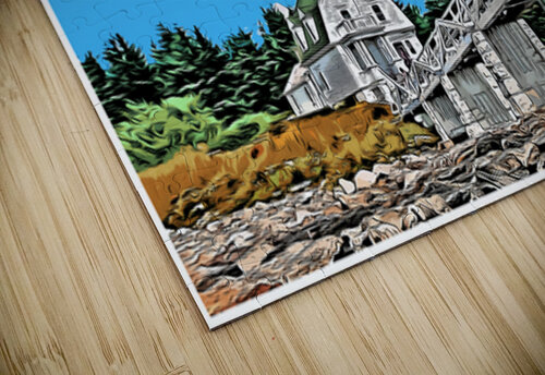 Marshall Point Light with Keepers Museum in Midcoast Maine - Illus. Allan Wood puzzle