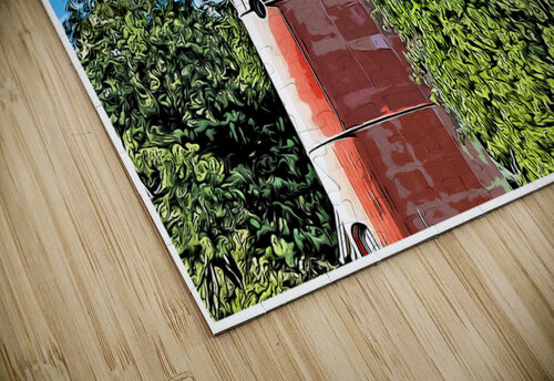 Pink Isle La Motte Lighthouse Tower in Lake Champlain in Vermont - Illus. Allan Wood puzzle