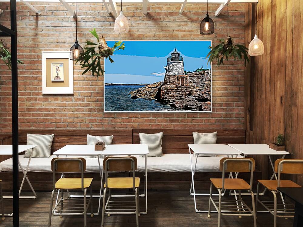 Castle Hill Lighthouse in Newport Rhode Island - Illus. Reproduction