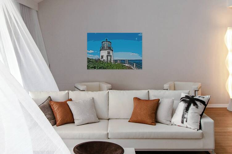 Owls Head Light Overlooks Rockland Harbor in Maine - Illus. by Allan Wood