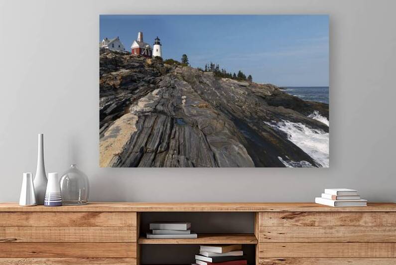 Pemaquid Point Lighthouse Over Unique Rock Formations Along Maine Coastline by Allan Wood
