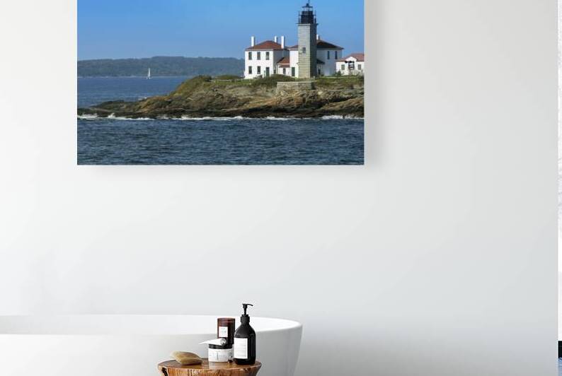 Beavertail Lighthouse Along Rocky Shoreline in Rhode Island by Allan Wood