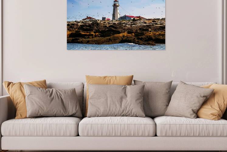 Machias Seal Island Lighthouse Amongst Puffin Colony in Canada by Allan Wood