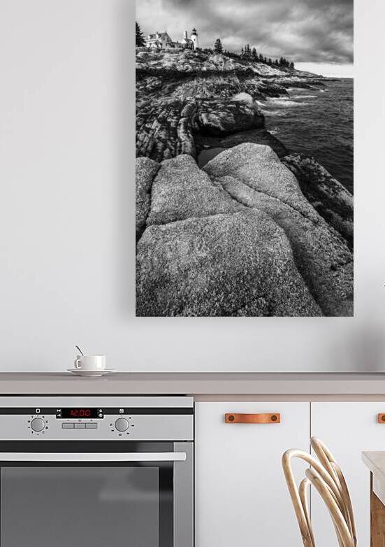 Pemaquid Lighthouse Sits Above Unique Rock Formations in Mid Coast Maine - B&W by Allan Wood