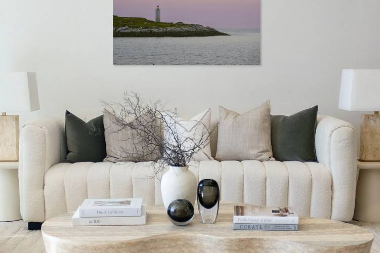 Remote Franklin Island Light Shines Above Rocky Shore in Midcoast Maine by Allan Wood