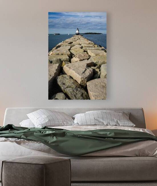 Spring Point Ledge Light at End of 900-Foot Breakwater in Maine by Allan Wood
