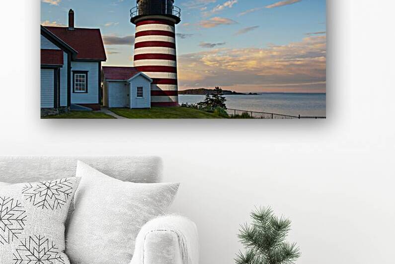Sunset by West Quoddy Head Light in Down East Maine by Allan Wood
