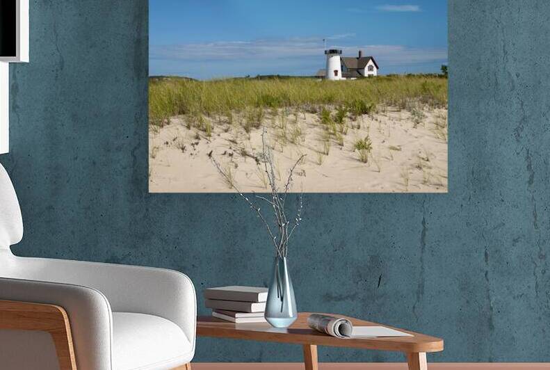 Stage Harbor Lighthouse on Beach Sand on Cape Cod in Massachusetts by Allan Wood