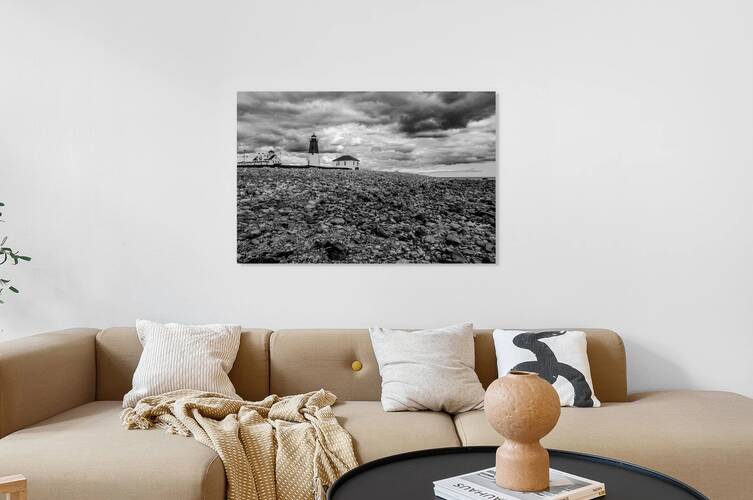 Storm Clouds Over Point Judith Lighthouse in Rhode Island - B&W by Allan Wood