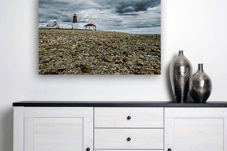Storm Clouds by Point Judith Lighthouse in Rhode Island by Allan Wood