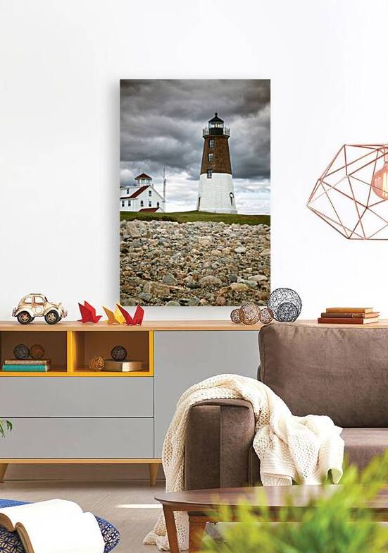 Point Judith Lighthouse Flashing as Storm Clouds Approach in Rhode Island by Allan Wood