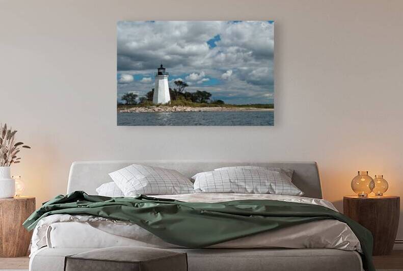 Sunlit Black Rock Harbor Lighthouse in Bridgeport in Connecticut by Allan Wood