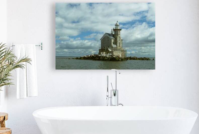 Stone Tower of Stratford Shoal Lighthouse in Connecticut by Allan Wood