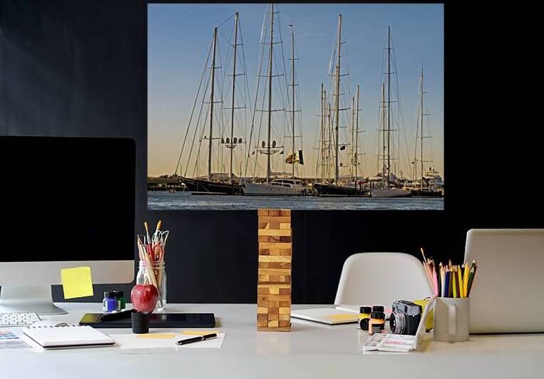 Tall Sailing Vessels in Newport Rhode Island by Allan Wood