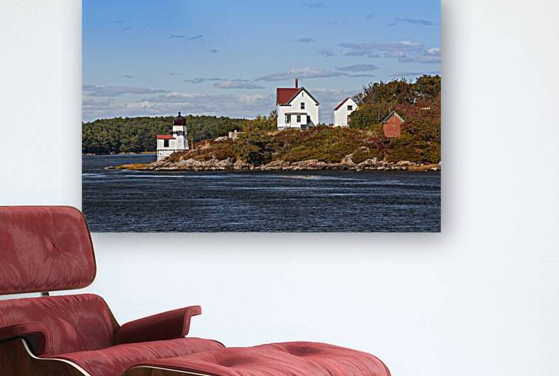 Squirrel Point Light in Autumn on the Kennebec River in Maine by Allan Wood