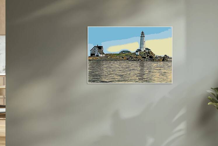 Sunrise by Boston Light on Rocky Island in Massachusetts - Illus. by Allan Wood