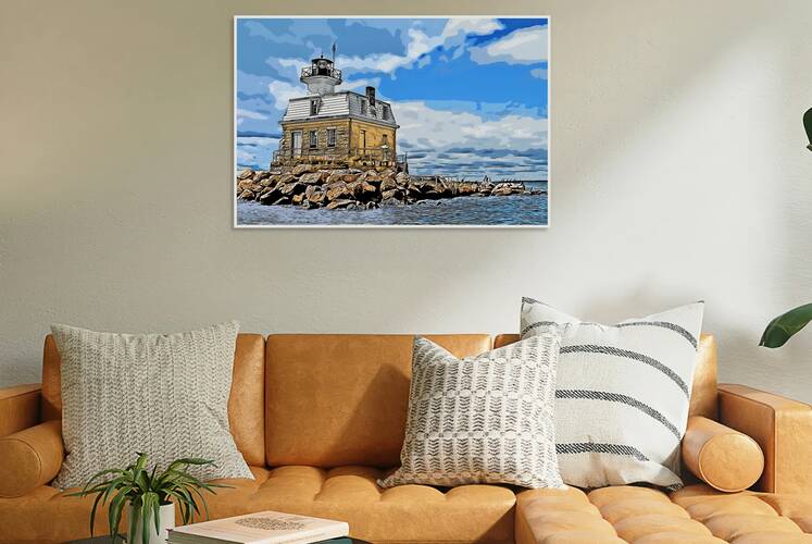 Haunted Penfield Reef Lighthouse on Dangerous Rocks in Connecticut - Illus. by Allan Wood