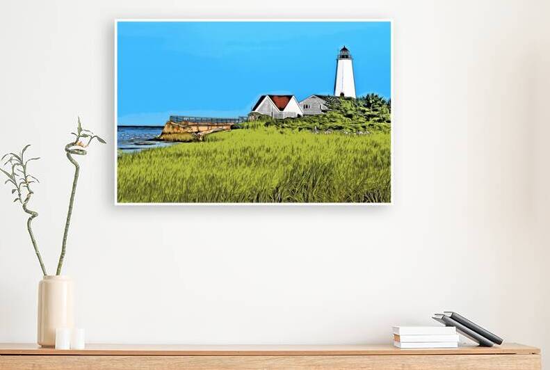 Beachgrass Near Lynde Point Lighthouse in Connecticut - Illus. by Allan Wood