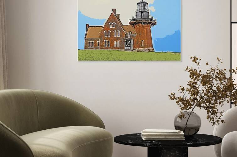 Block Island Southeast Light with Its Gothic Architecture in Rhode Island - Illus. by Allan Wood