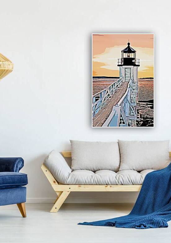 Marshall Point Lighthouse at Sunset in Maine - Illus. by Allan Wood
