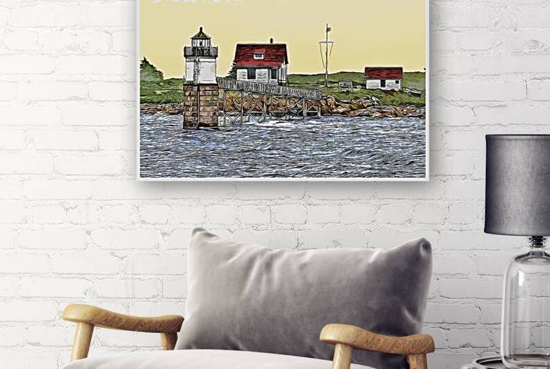  Ram Island Lighthouse in Boothbay Harbor in Maine -Illus. by Allan Wood