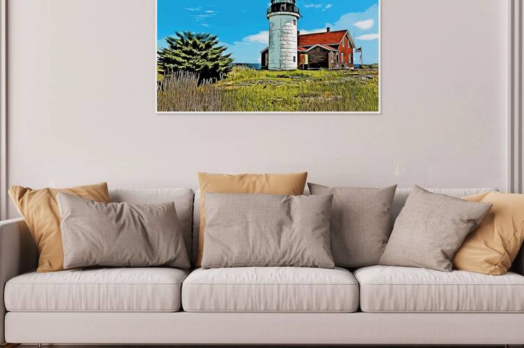 Seguin Island Light with the Largest Lens in Maine - Illus. by Allan Wood