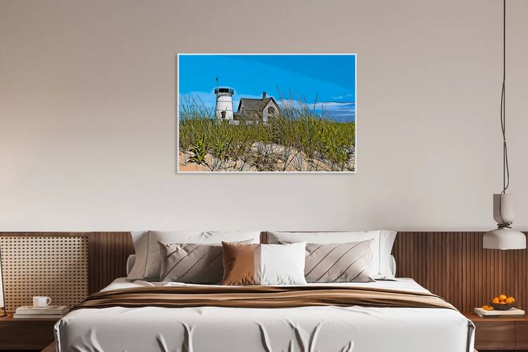 Stage Harbor Lighthouse Without Lantern on Cape Cod Beach in Massachusetts - Illus. by Allan Wood