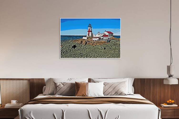 Head Harbor Lighthouse At Low Tide on Campobello Island in Canada - Illus. by Allan Wood