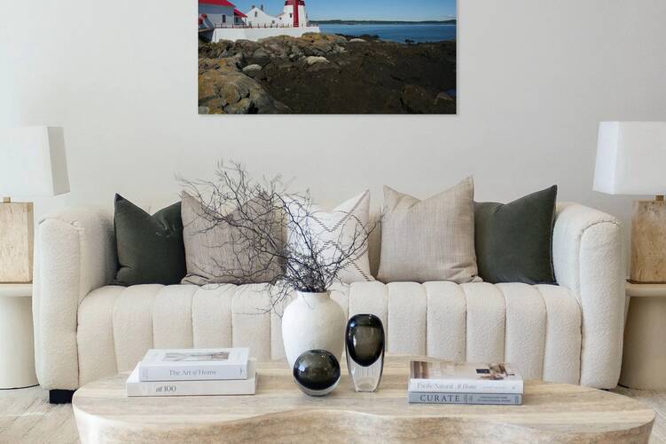 Head Harbor Lighthouse Overlooking Bay of Fundy in Canada  - Illus. Reproduction