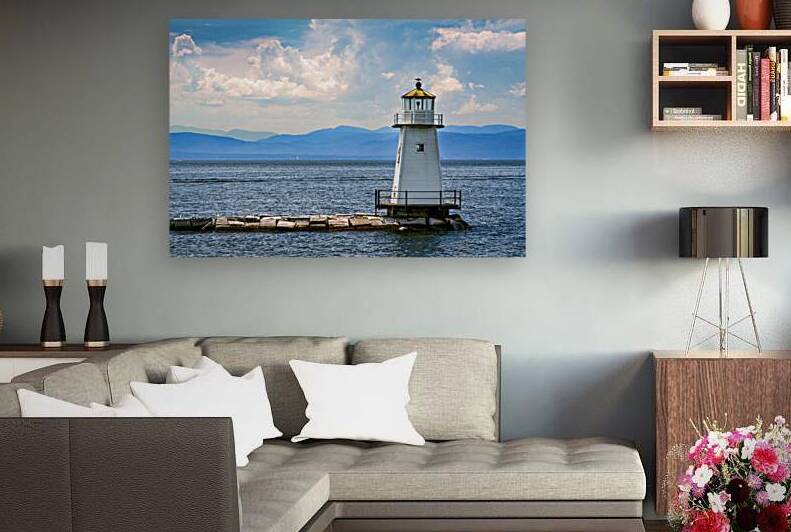 Burlington Breakwater North Light on Lake Champlain in Vermont by Allan Wood