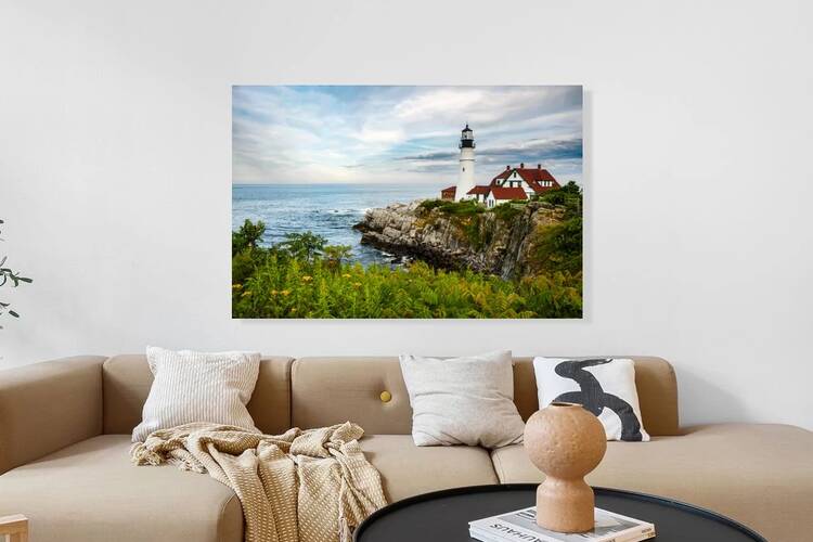 Portland Head Lighthouse Over Rocky Cliffs in Maine by Allan Wood