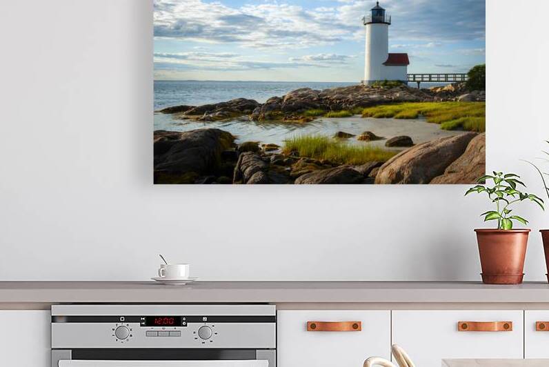 Sun Setting by Annisquam Harbor Light on Northern Shore of Massachusetts by Allan Wood