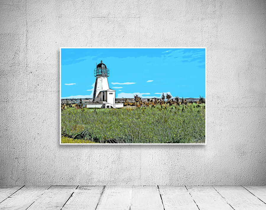 Sandy Point Light Overlooks Narragansett Bay in Rhode Island -Illus. Wall Preview