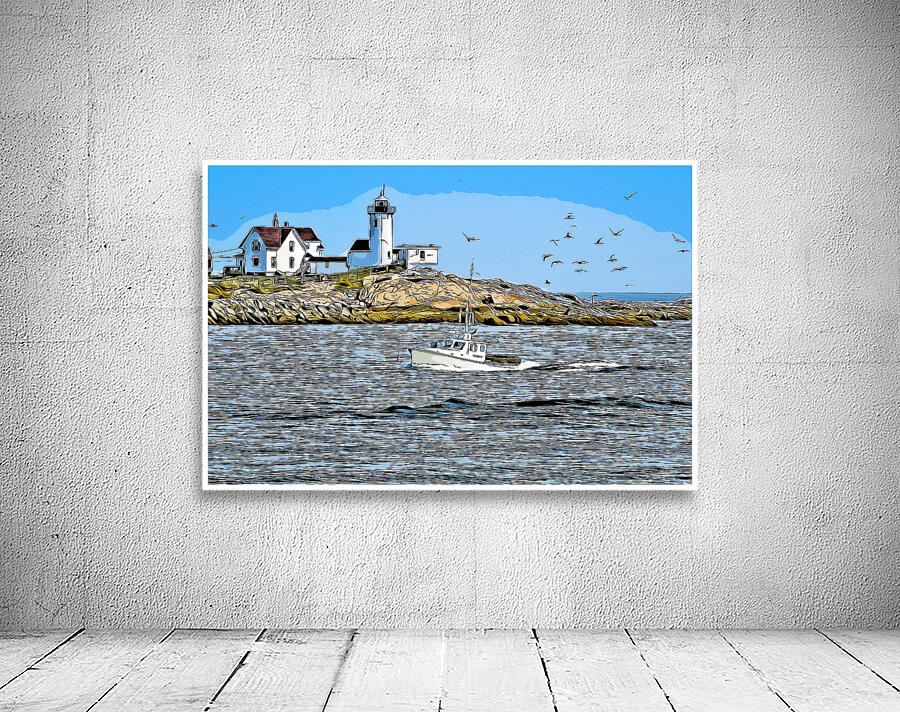 Eastern Point Lighthouse Guides Lobster Boat in Massachusetts - Illus. Wall Preview