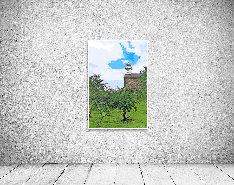 Great Captain Island Lighthouse on Hilltop in Connecticut - Illus. Wall Preview