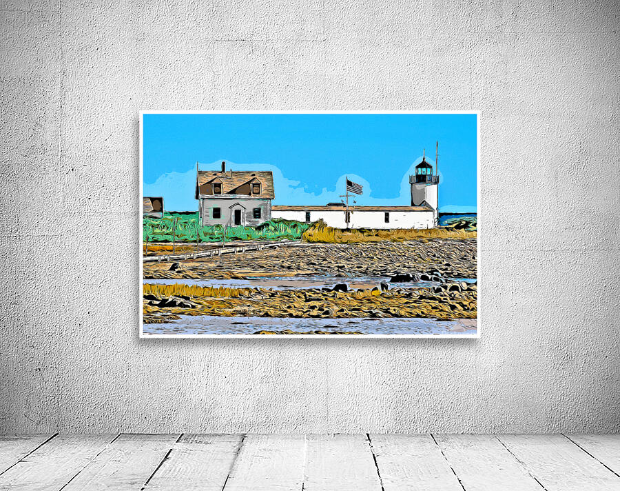 Cape Porpoise Lighthouse At Low Tide in Maine - Illus. Wall Preview