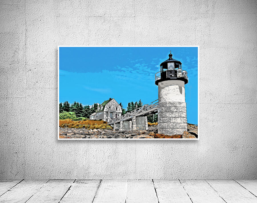 Marshall Point Light with Keepers Museum in Midcoast Maine - Illus. Wall Preview